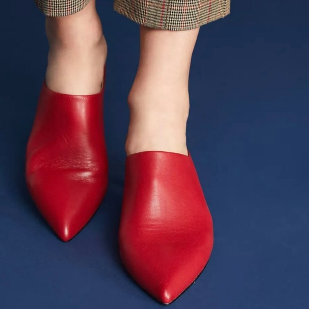 Pour La Victoire - Anthropologie  Korrine Kitten-Heeled Mules Red size 39 / 8.5